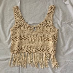 Beachy Fringe Knit Tank Top